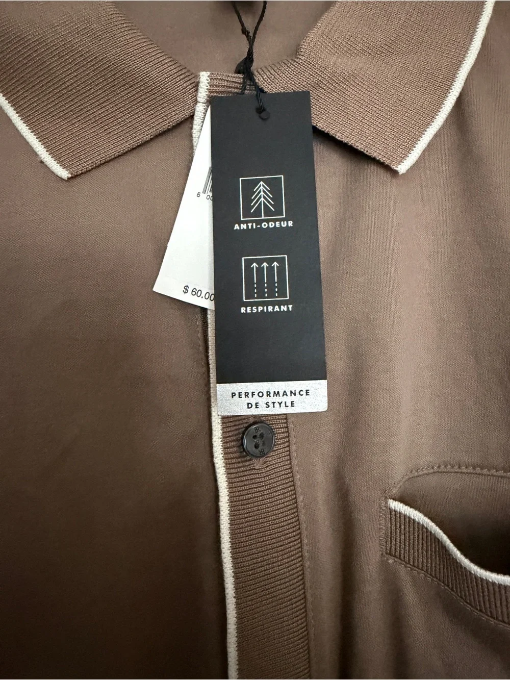 Banana Republic Brown Short-Sleeve Button-Down Shirt with White Trim
